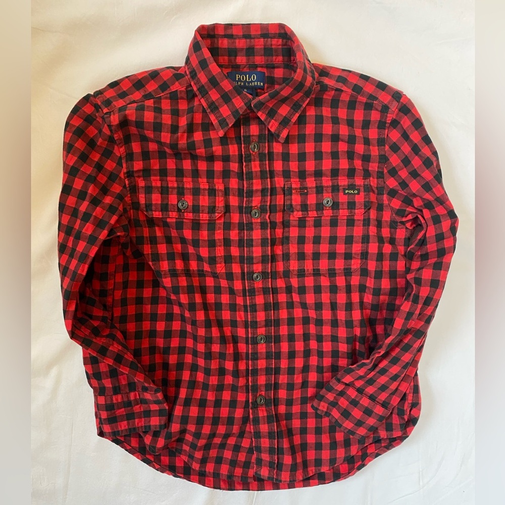 Polo Ralph Lauren 100% Cotton Red Black Check Casual Button Down Shirt Boys 6 - Picture 2 of 10